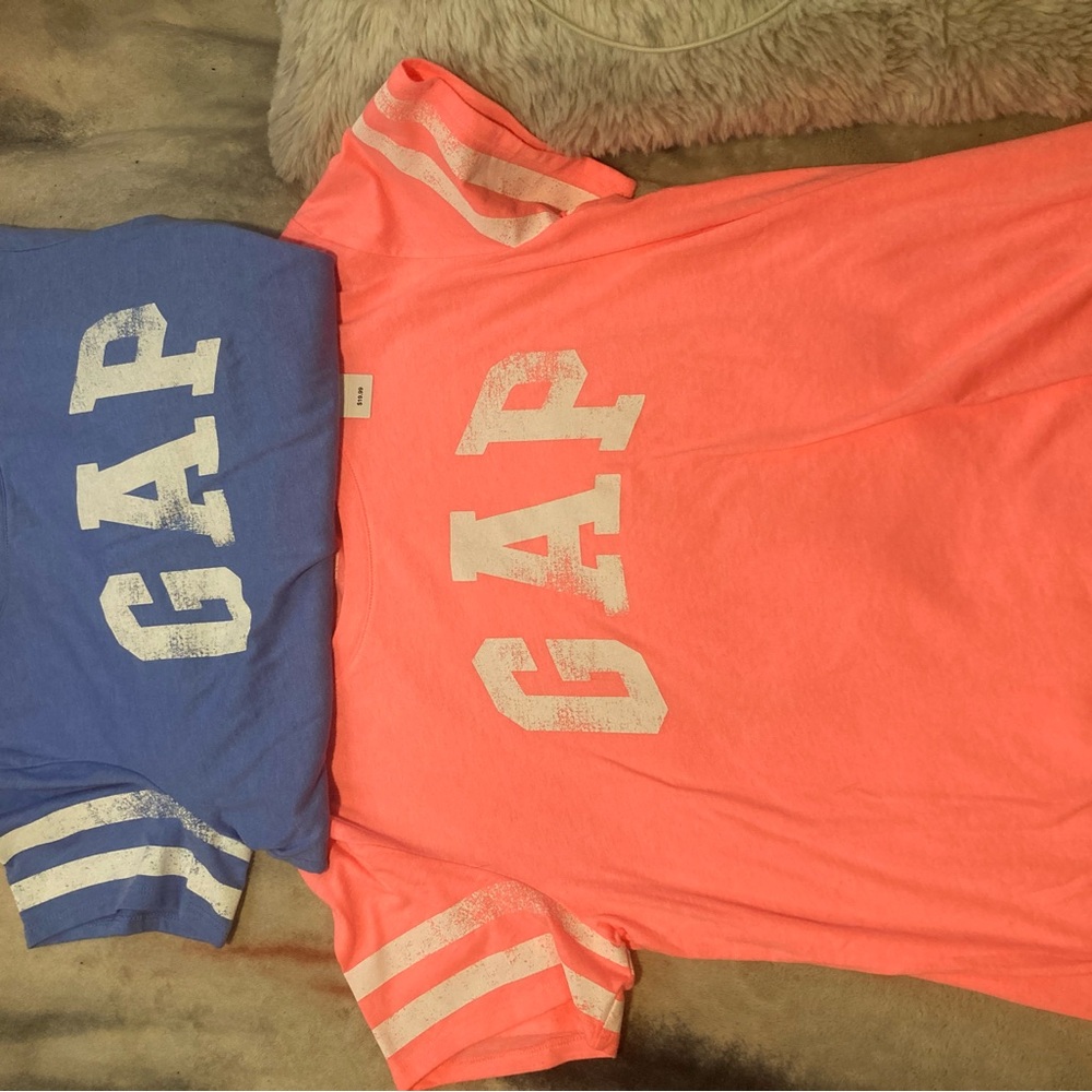 GAP women’s Blue and Coral Tees one for $6 two for $10